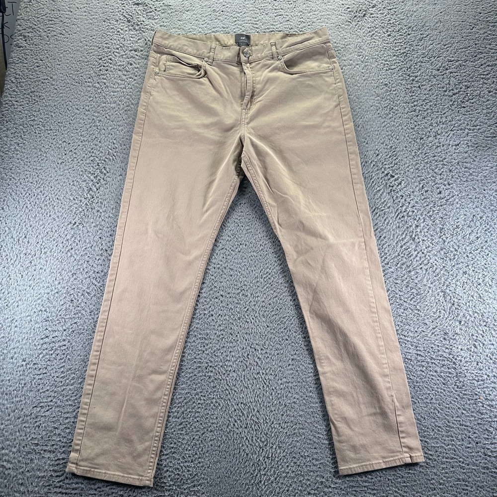 H&M Pant Mens‎ 34x30 Beige Cotton Chino Straight Business Preppy Career Stretch